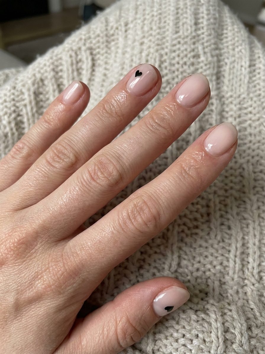 Tiny Black Heart Halloween Nails als Halloween Nails Kurz Inspiration 2026